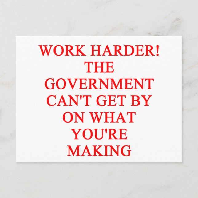 government spending joke postcard (Front)