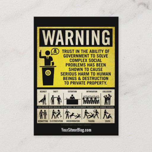 Customizable Governmet Warning Promotion Cards Business Cards