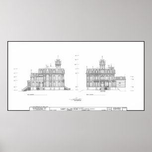 GOVERNOR's MANSION of CALIFORNIA BLUEPRINT Poster