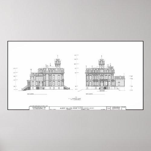 GOVERNORs MANSION of CALIFORNIA BLUEPRINT Poster