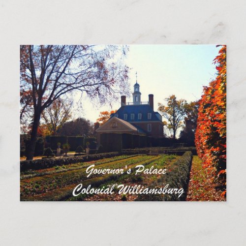 Governors Palace Colonial Williamsburg Postcard