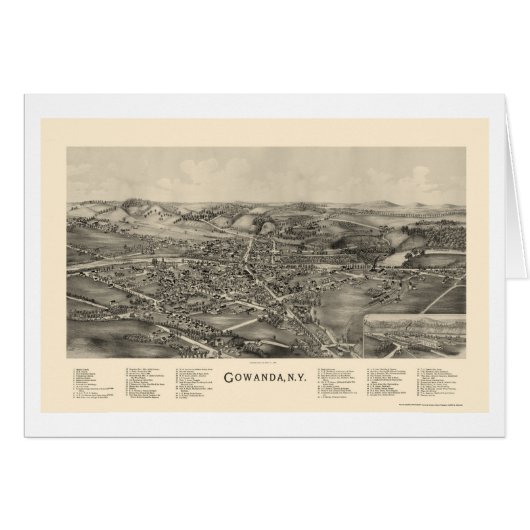 Gowanda, NY Panoramic Map - 1892 Cards (Front Horizontal)