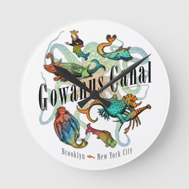 Gowanus Canal of Brooklyn, NY Round Clock (Front)