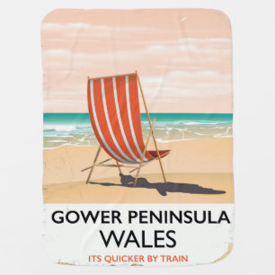 Gower Peninsula Wales vintage travel poster Baby Blanket