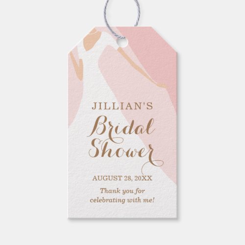 Gown Bridal Shower Pink Thank You Gift Tags