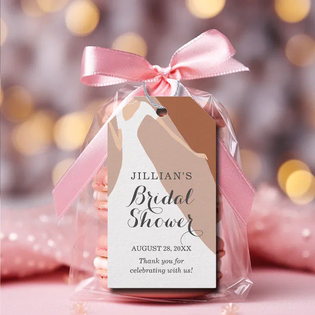 Gown Bridal Shower Terracotta Thank You Gift Tags | Zazzle