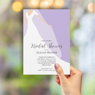 Gown on Lavender Bridal Shower Invitation