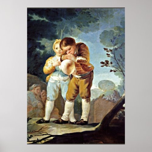 Goya _ Children Blowing up Balloons Poster