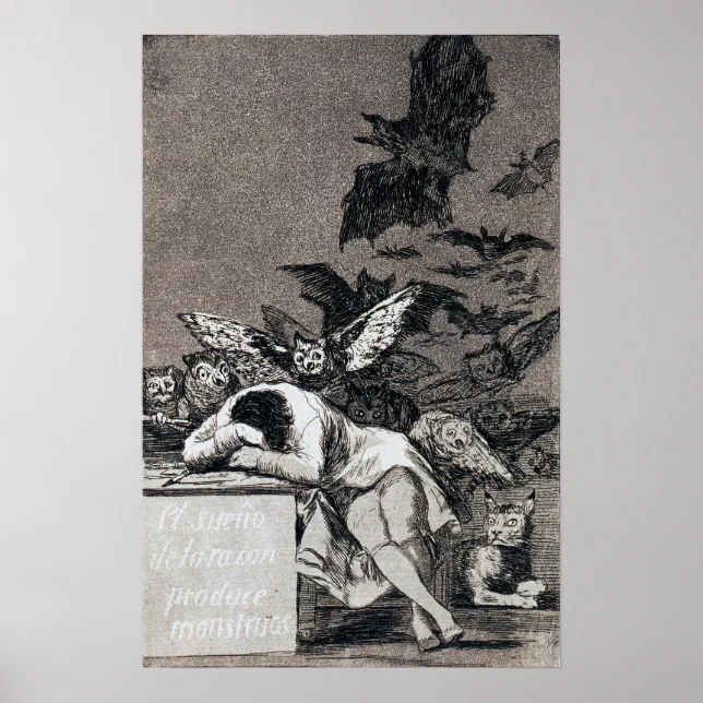 Goya - Sleep Of Reason Produces Monsters 1799 Poster | Zazzle