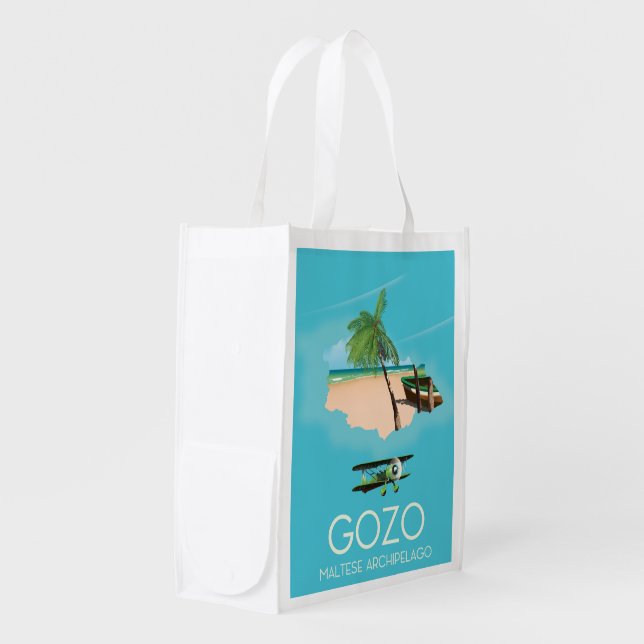 Gozo , Maltese archipelago Map Travel poster. Grocery Bag (Front Side)