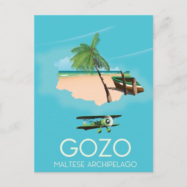 Gozo, Maltese archipelago Map Travel poster. Postcard (Front)