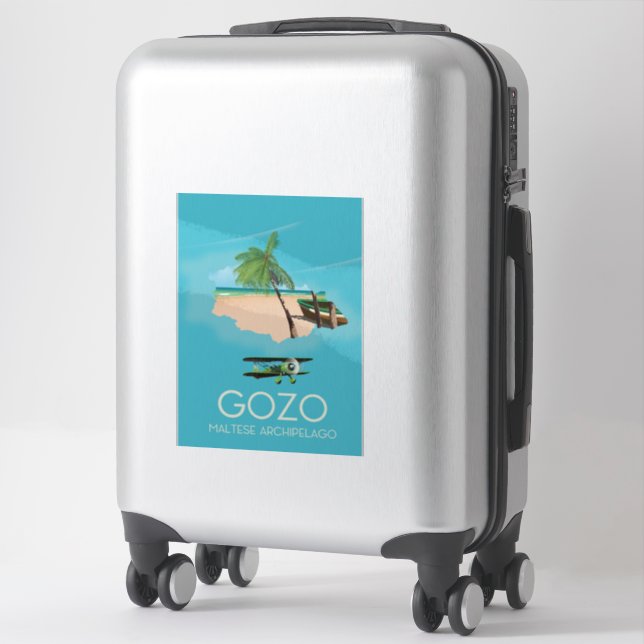 Gozo , Maltese archipelago Map Travel poster. Sticker (Suitcase)