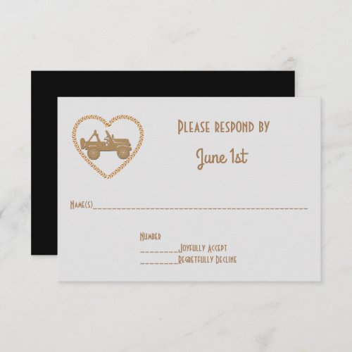 GP Off Road 4X4  Names in  Heart Wedding RSVP Invitation