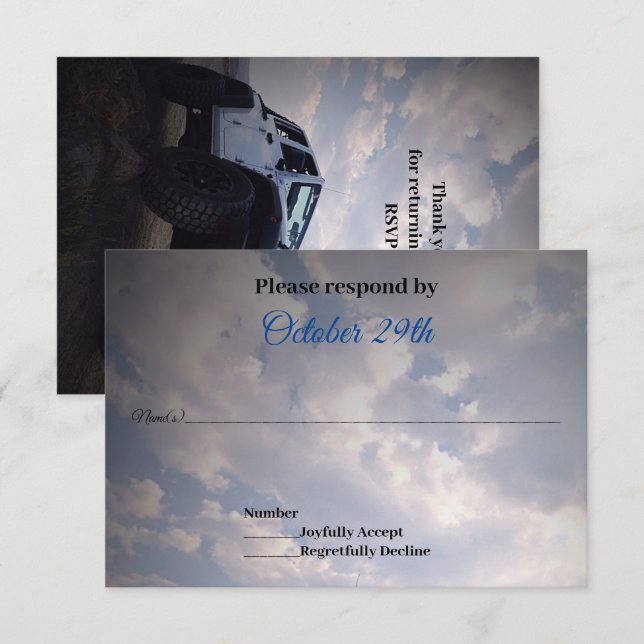 GP Off Road 4X4 Wedding RSVP Invitation (Front/Back)
