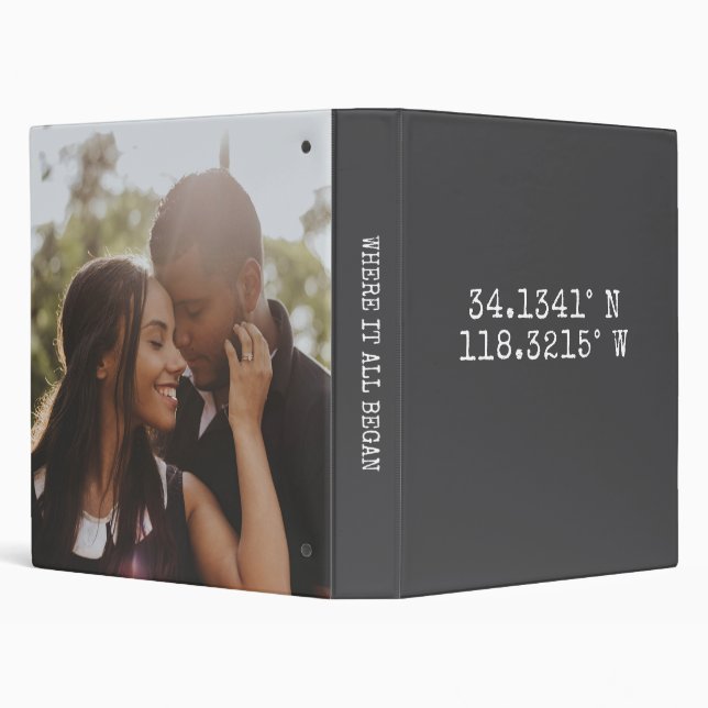 GPS Coordinates and Photo Personalized 3 Ring Binder (Background)