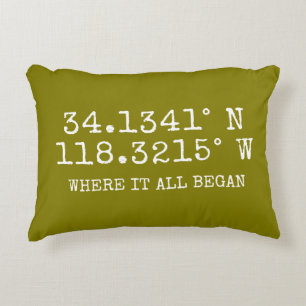 GPS Coordinates and Photo Personalized Accent Pillow