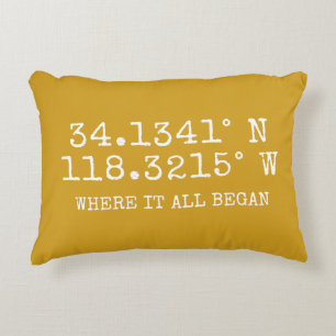 GPS Coordinates and Photo Personalized Accent Pillow