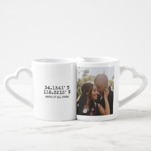 GPS Coordinates and Photo Personalized Coffee Mug Set