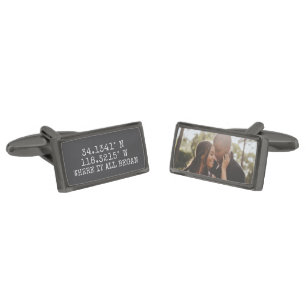 GPS Coordinates and Photo Personalized Cufflinks