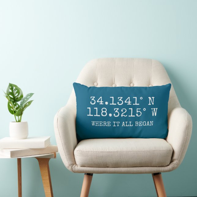  GPS Coordinates and Photo Personalized Lumbar Pillow (Chair)