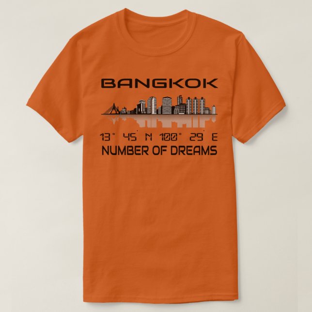 Gps Coordinates Bangkok Skyline Dream City 1 T-Shirt (Design Front)