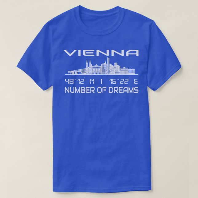 GPS Coordinates Capital Vienna Skyline T-Shirt (Design Front)