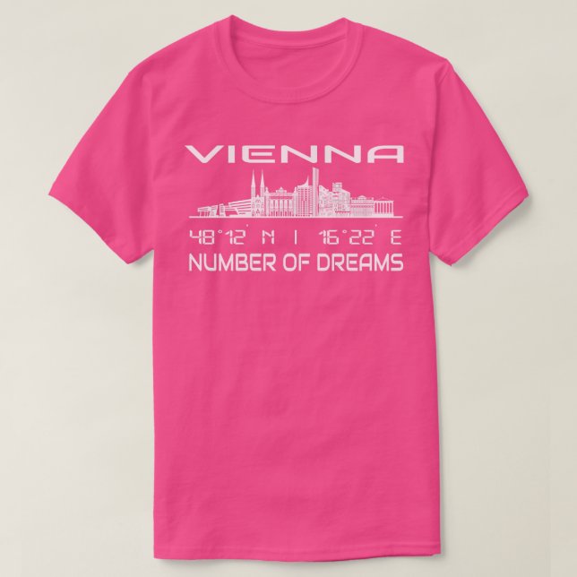 GPS Coordinates Capital Vienna Skyline T-Shirt (Design Front)