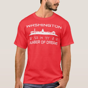 GPS Coordinates Capital Washington DC Skyline 2 T-Shirt