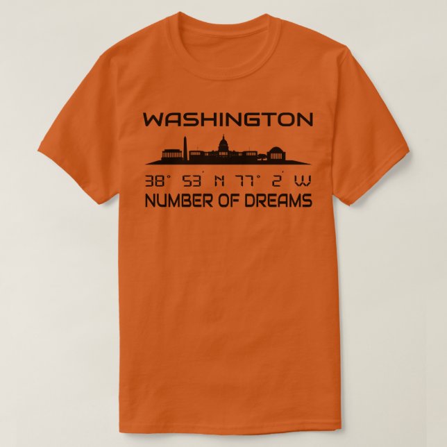 GPS Coordinates Capital Washington DC Skyline T-Shirt (Design Front)