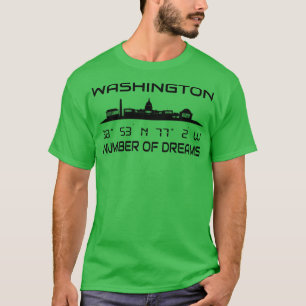 GPS Coordinates Capital Washington DC Skyline T-Shirt