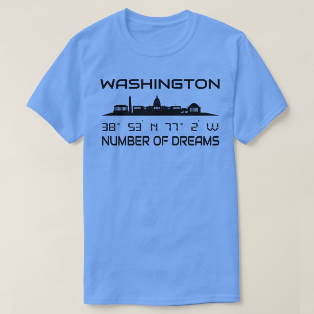 GPS Coordinates Capital Washington DC Skyline T-Shirt (Design Front)