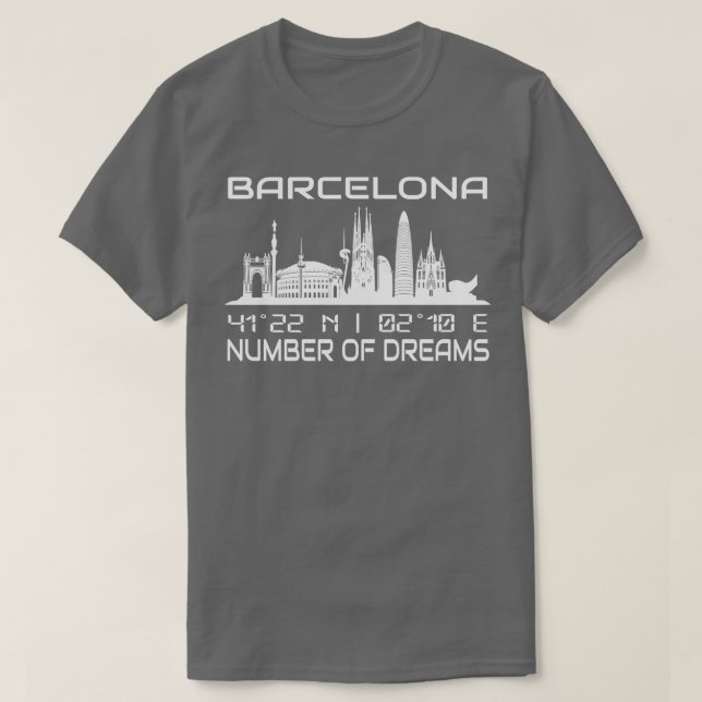 GPS Coordinates City Barcelona Skyline 1 T-Shirt (Design Front)