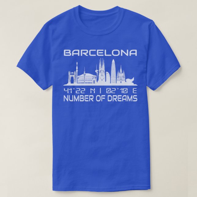 GPS Coordinates City Barcelona Skyline 2 T-Shirt (Design Front)