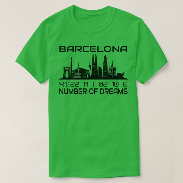 GPS Coordinates City Barcelona Skyline T-Shirt (Design Front)