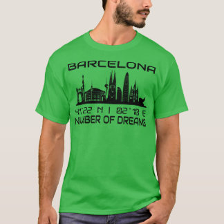 GPS Coordinates City Barcelona Skyline T-Shirt
