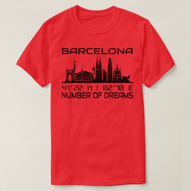 GPS Coordinates City Barcelona Skyline T-Shirt (Design Front)