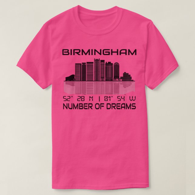 GPS Coordinates City Birmingham Skyline T-Shirt (Design Front)
