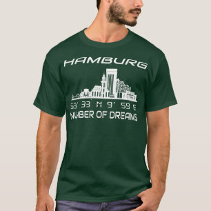 GPS Coordinates City Hamburg Skyline Dream City T-Shirt