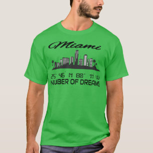 GPS Coordinates City Miami Skyline Dream City 1 T-Shirt