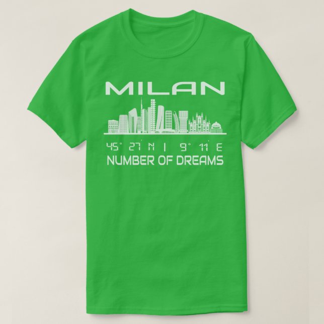 GPS Coordinates City Milan Skyline Dream City 2 T-Shirt (Design Front)