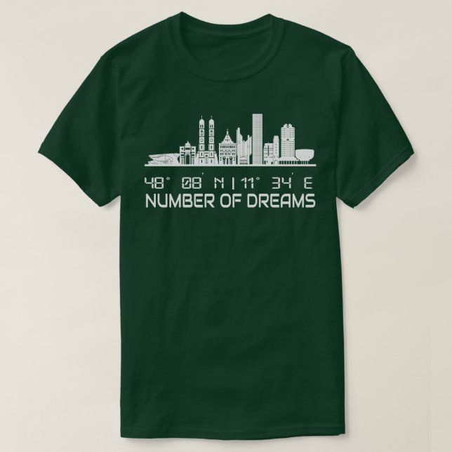 GPS Coordinates City Of Munich Skyline Dream City T-Shirt (Design Front)