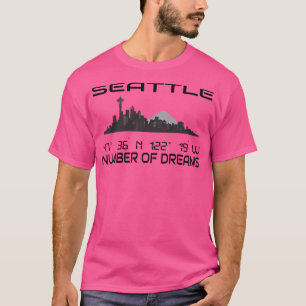 Gps Coordinates City Seattle Skyline Dream City 1 T-Shirt