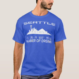Gps Coordinates City Seattle Skyline Dream City T-Shirt