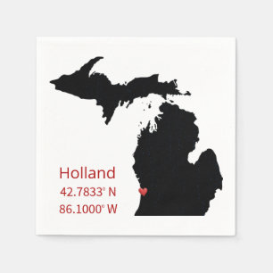 GPS Coordinates of Holland Michigan Napkins
