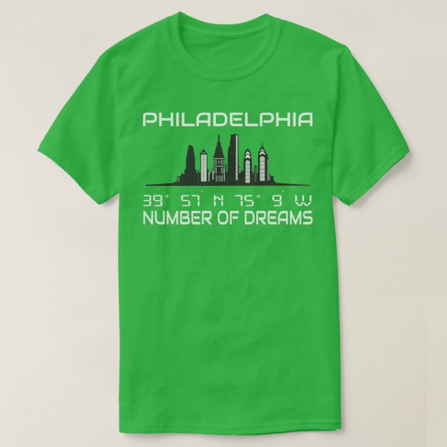 GPS Coordinates Philly City Philadelphia Skyline T-Shirt (Design Front)