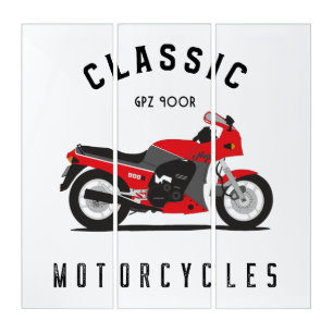 GPZ 900R Ninja ZX900A Motorcycle Biker Triptych