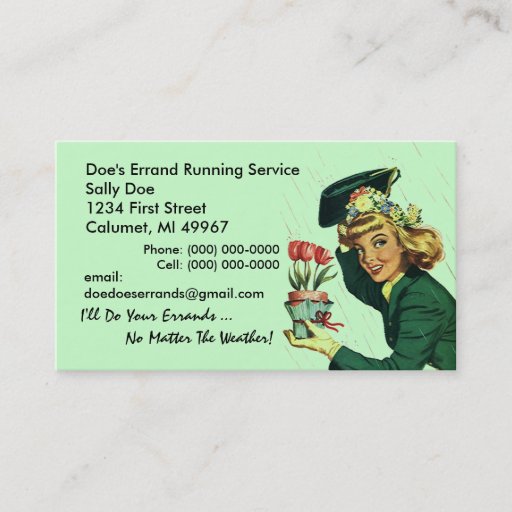 Customizable GR8 Retro Business Card Errand Running Services