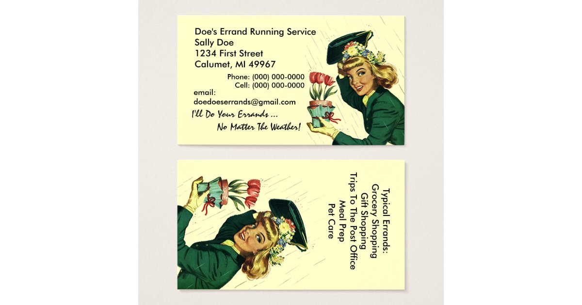 GR8 Retro Business Card Errand Running Services Zazzle