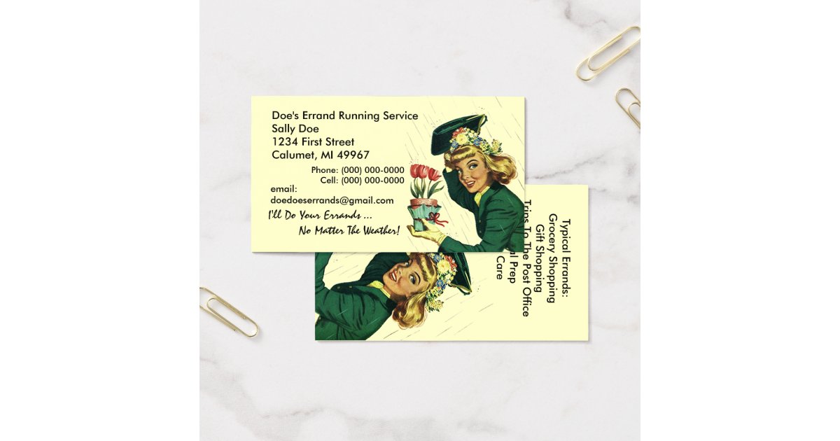 GR8 Retro Business Card Errand Running Services Zazzle