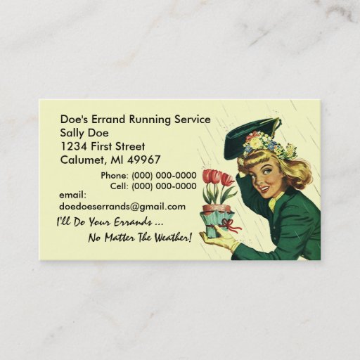Customizable GR8 Retro Business Card Errand Running Services